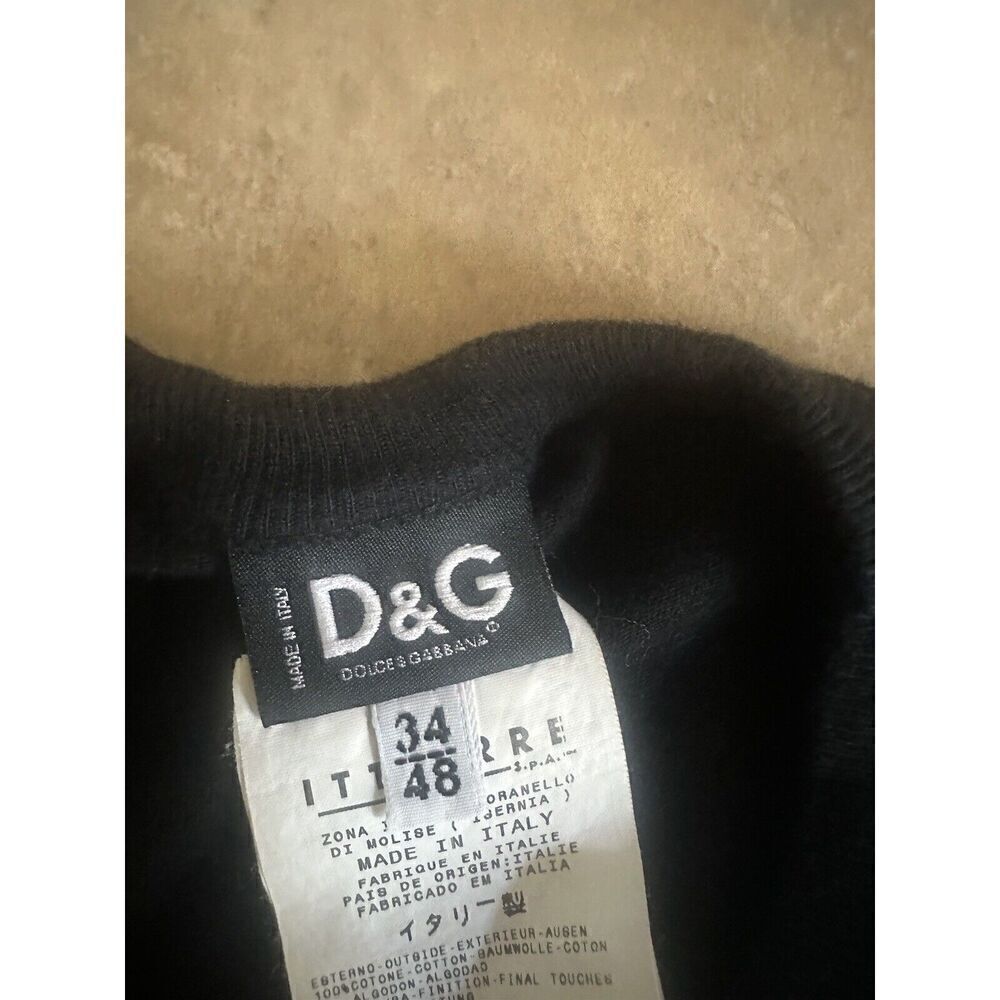 Dolce & Gabbana XS S Skull Graphic Embellished Tee Tshirt Black Cotton - Picture 5 of 7